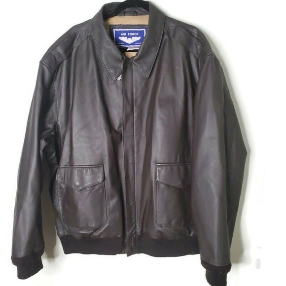 Vintage Other - A-2 Bomber Flight Air Force Leather Brown Coat VTG